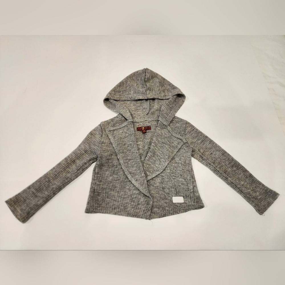 7 For All Mankind Girl's Hoodie Sweater/Cardigan Gray Open Front